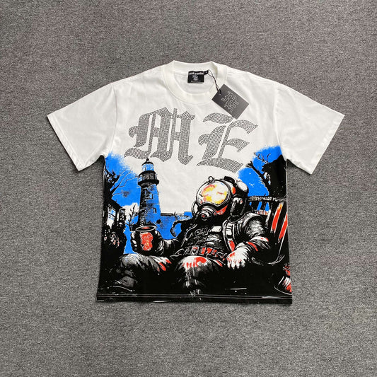Mixed Emotion Astronaut Rhinestone Tee White