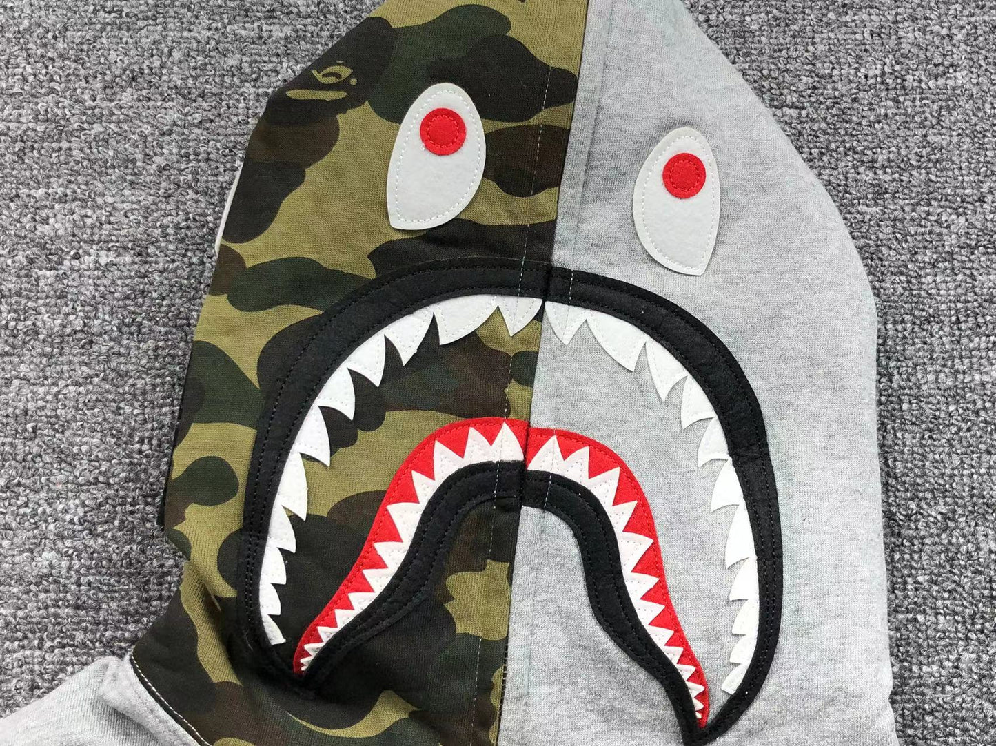 BAPE 1ST CAMO SHARK FULL ZIP HOODIE GREY