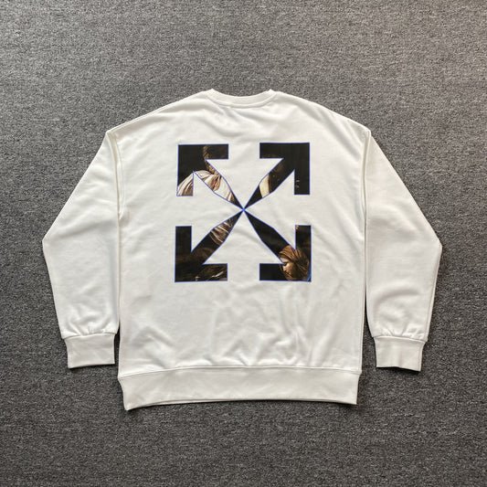 OFF WHITE CARAVAGGIO ANGEL CREWNECK WHITE