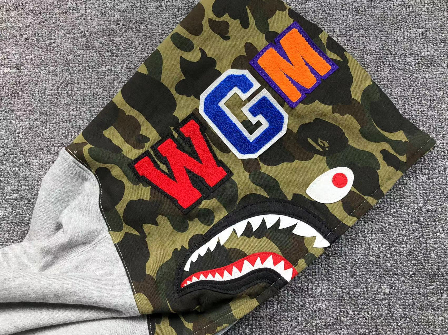 BAPE 1ST CAMO SHARK FULL ZIP HOODIE GREY