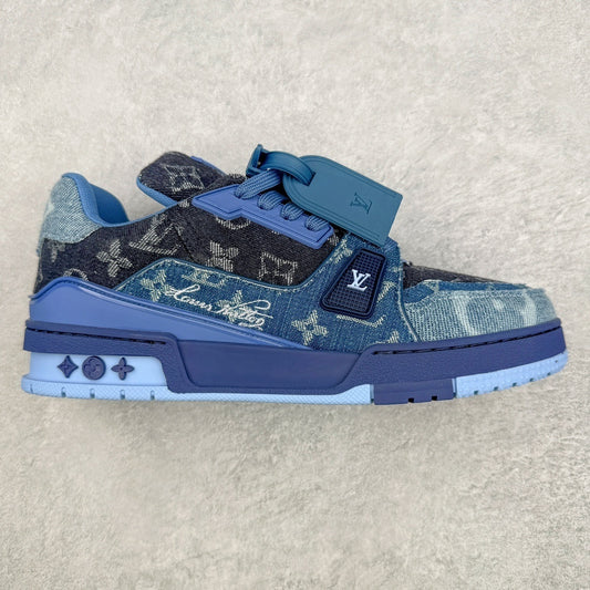 Louis Vuitton Trainer Sneaker Blue Patchwork Monogram Denim