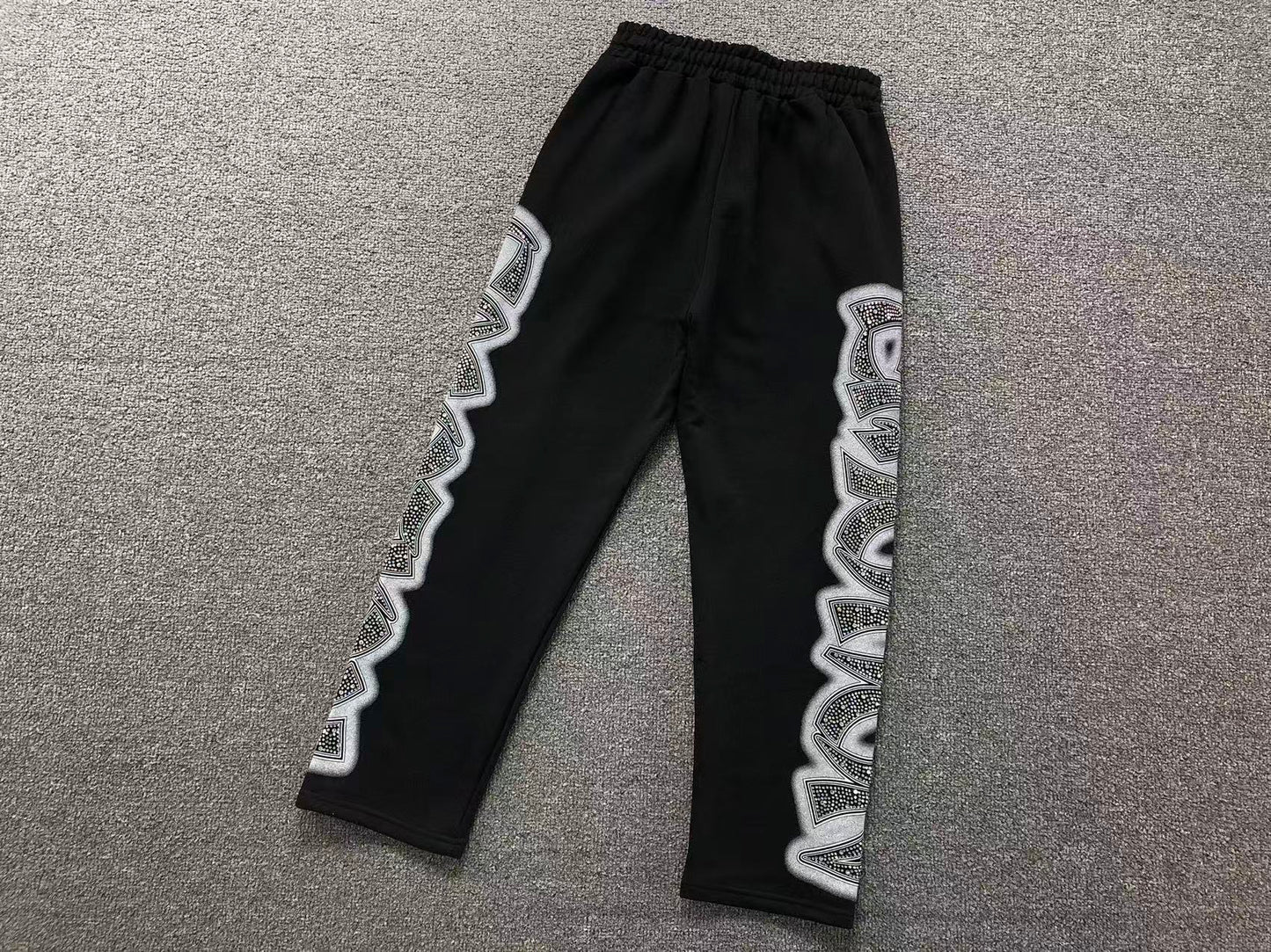 Mixed Emotion Midnight Rhinestone Sweatpants Black
