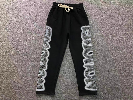 Mixed Emotion Midnight Rhinestone Sweatpants Black