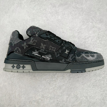 Louis Vuitton Trainer Sneaker Black Monogram Denim