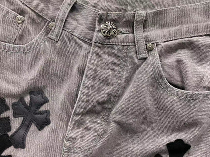 Chrome Hearts Cross Patch Jeans Grey