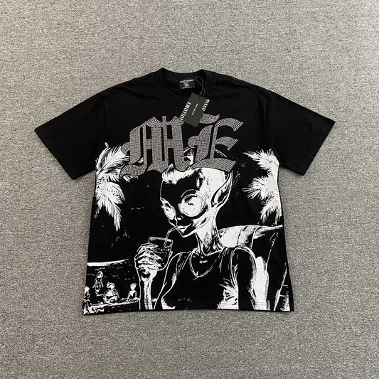 Mixed Emotion Beach Rhinestone Tee Black