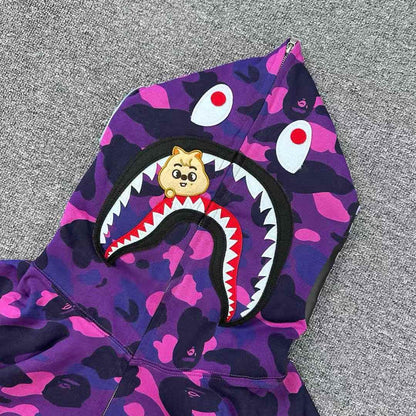 BAPE x Stray Kids Han Shark Full Zip Hoodie Purple