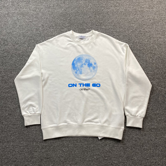 OFF WHITE MOON PRINT CREWNECK WHITE