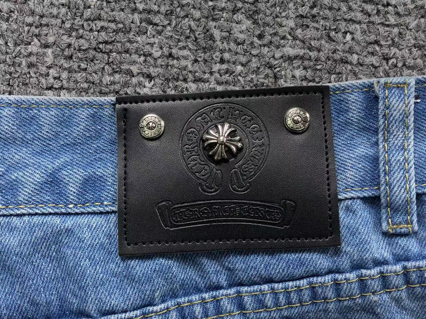 Chrome Hearts Cross Patch Jeans Blue