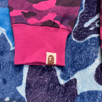 BAPE COLOR CAMO SHARK WIDE FULL ZIP DOUBLE HOODIE PURPLE