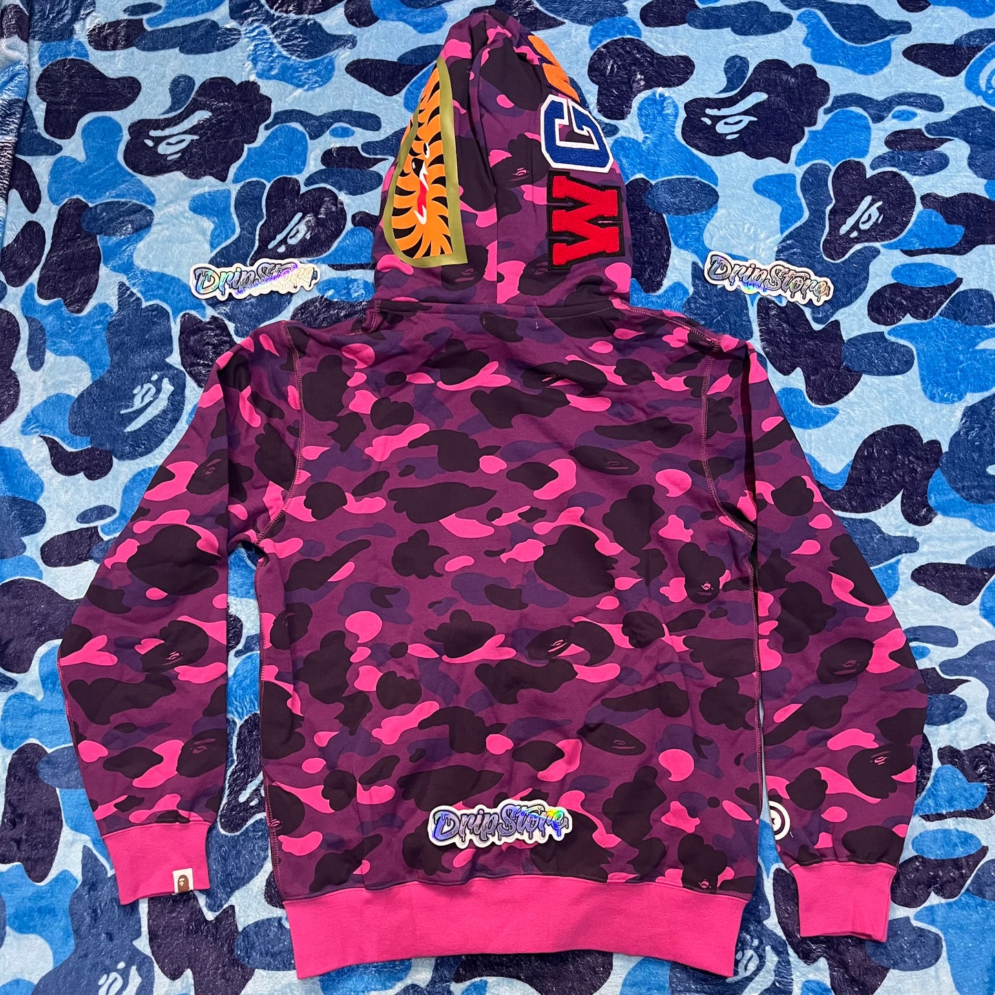BAPE COLOR CAMO SHARK WIDE FULL ZIP DOUBLE HOODIE PURPLE