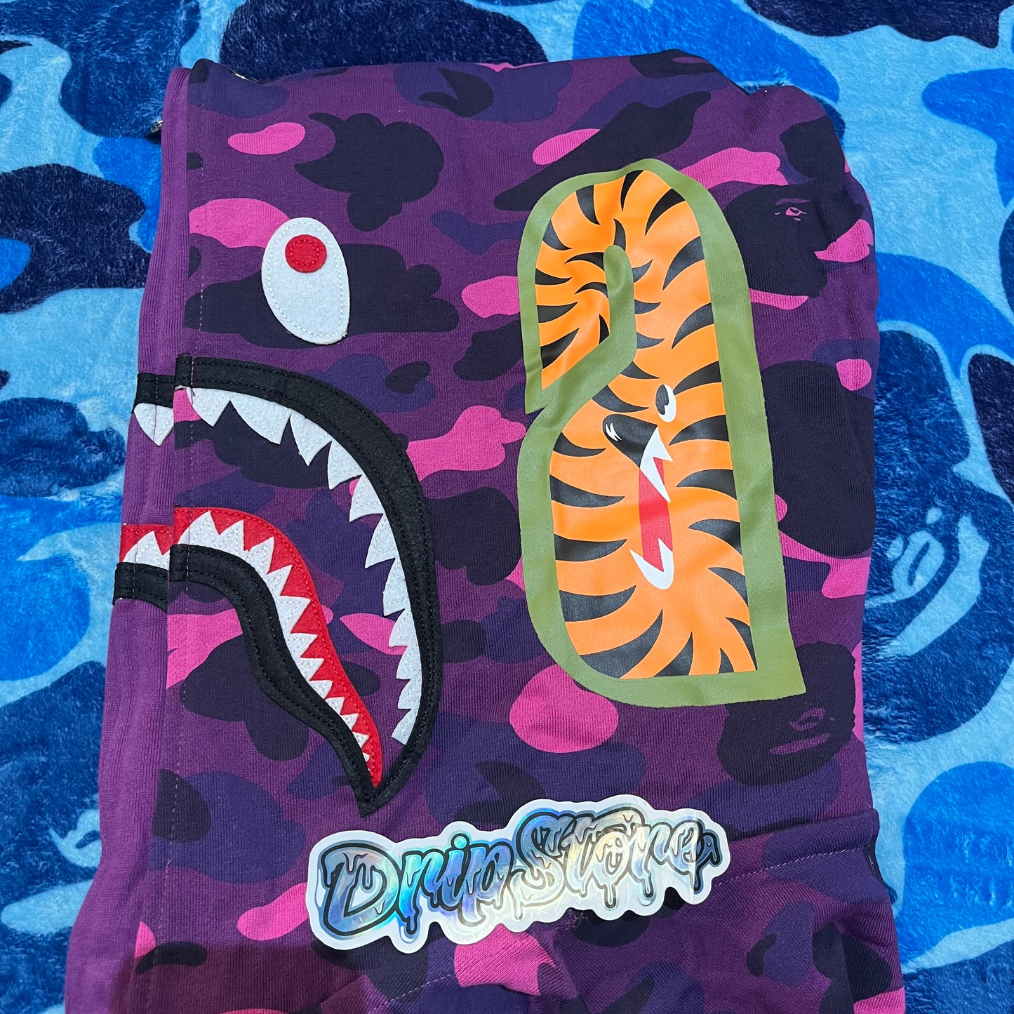 BAPE COLOR CAMO SHARK WIDE FULL ZIP DOUBLE HOODIE PURPLE