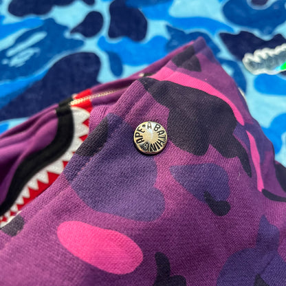 BAPE COLOR CAMO SHARK WIDE FULL ZIP DOUBLE HOODIE PURPLE