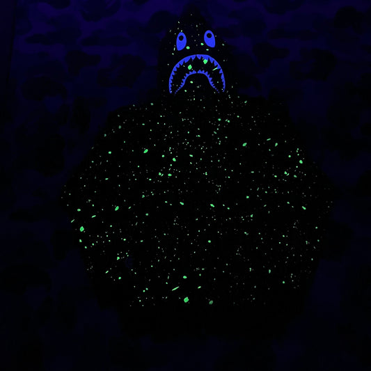 BAPE SPACE CAMO SHARK FULL ZIP HOODIE BLACK