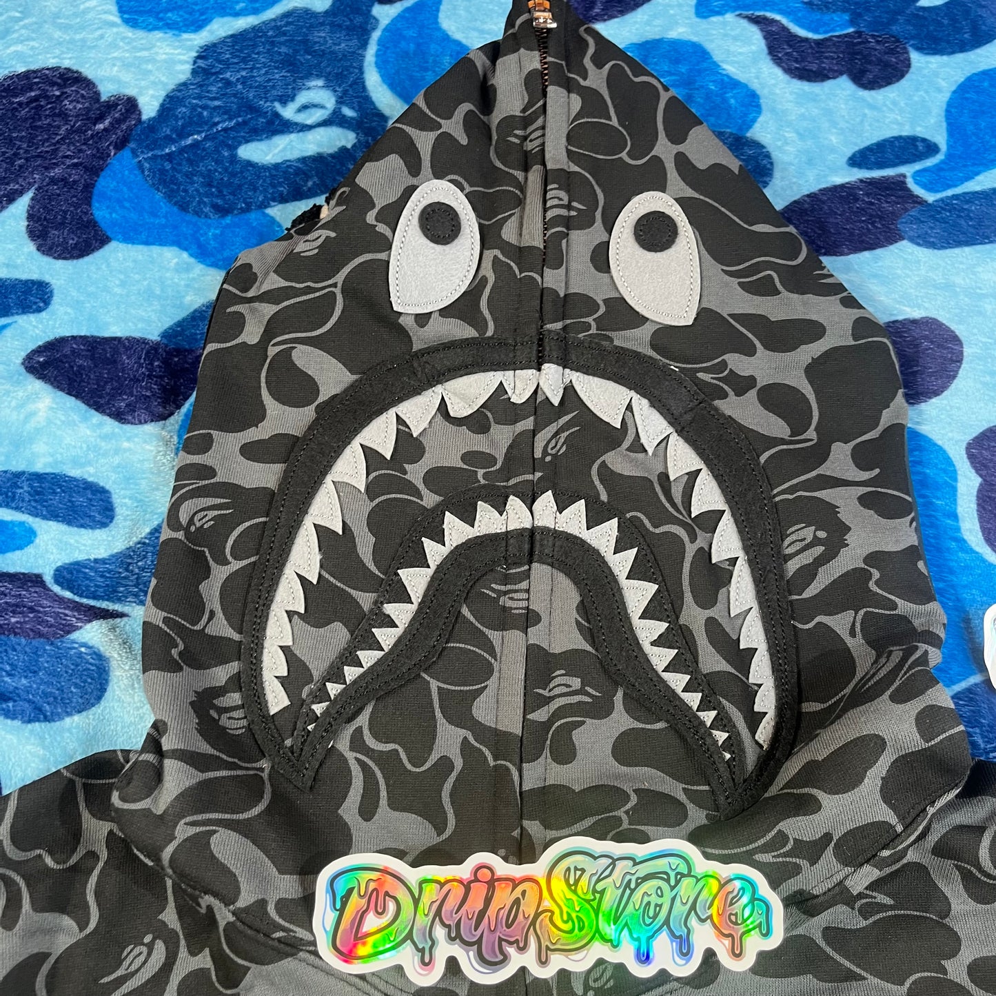 BAPE X DOVER STREET MARKET SPECIAL CAMO SHARK FULL ZIP HOODIE