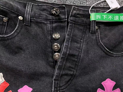 Chrome Hearts Cross Patch Jeans Black