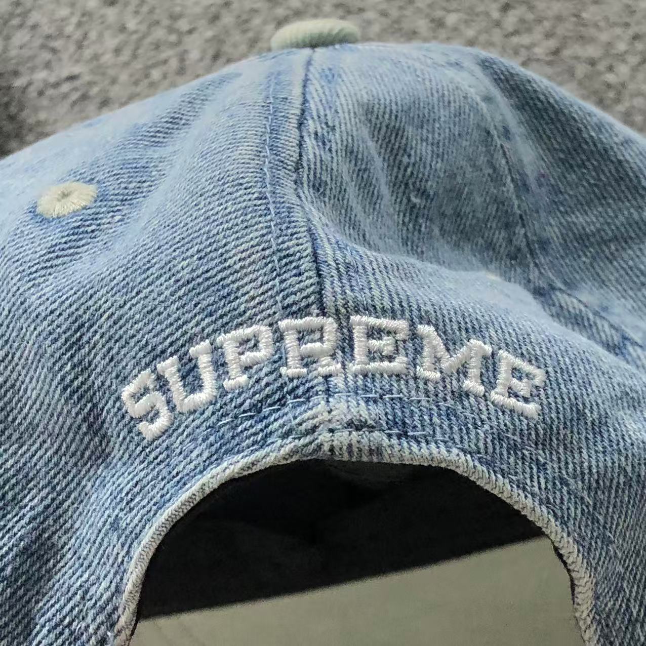 Supreme 2-Tone S Logo 6-Panel Cap Washed Denim