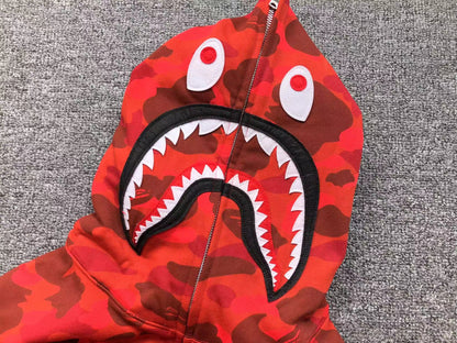 BAPE COLOR CAMO SHARK FULL ZIP HOODIE RED