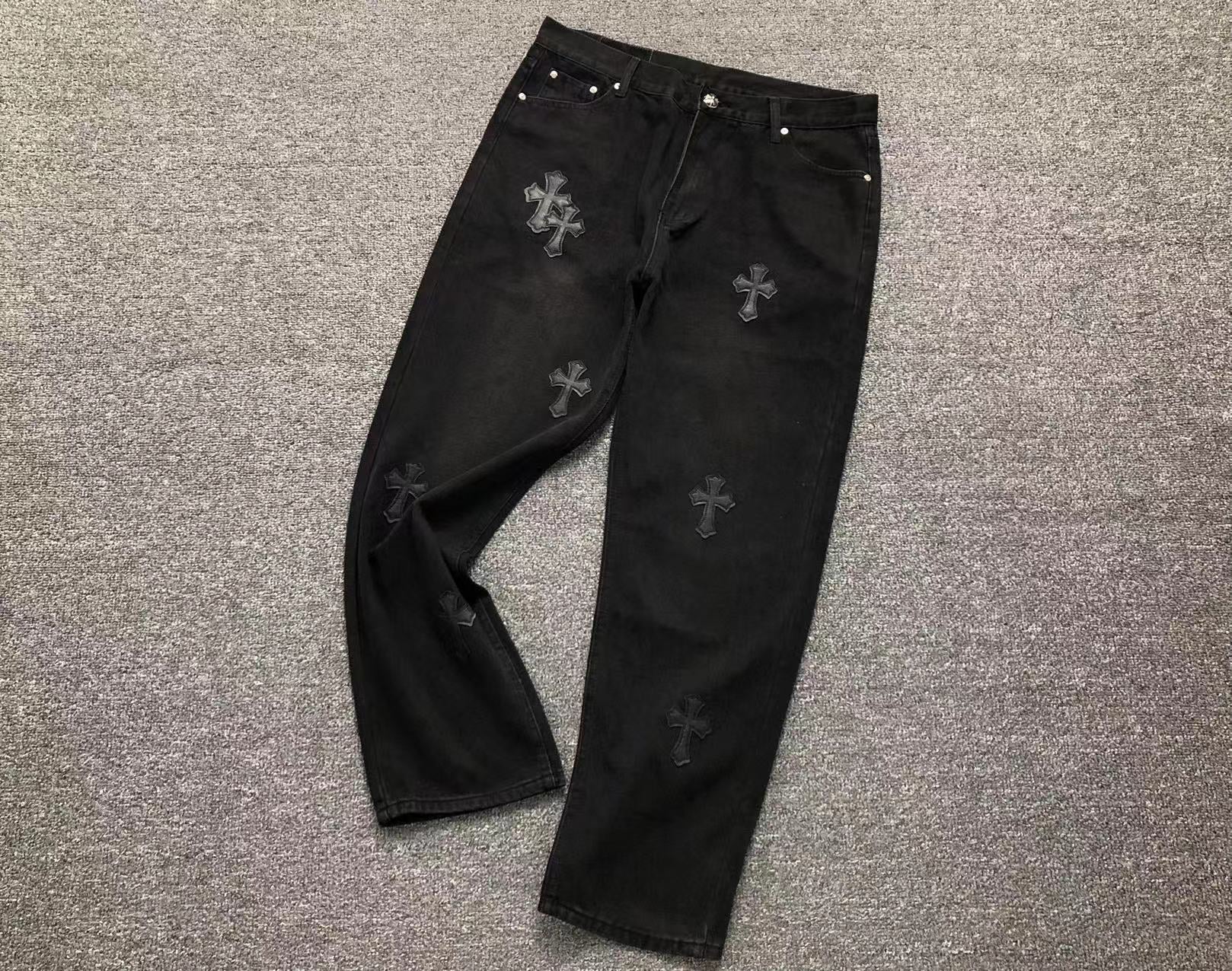 Chrome Hearts Cross Patch Jeans Black-Drip Store Argentina