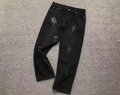 Chrome Hearts Cross Patch Jeans Black-Drip Store Argentina
