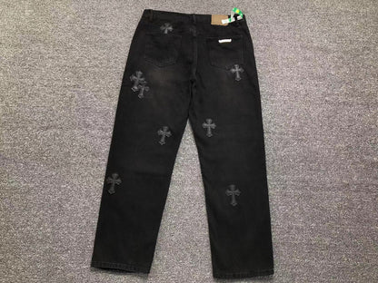 Chrome Hearts Cross Patch Jeans Black-Drip Store Argentina