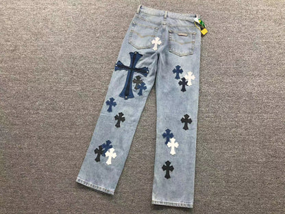 Chrome Hearts Cross Patch Jeans Blue-Drip Store Argentina