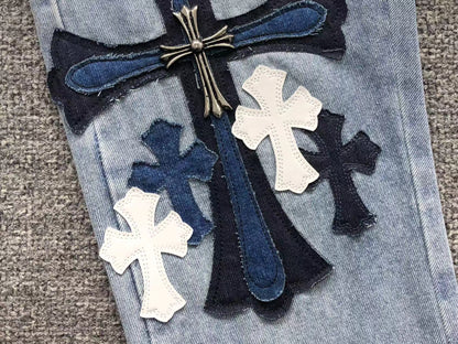 Chrome Hearts Cross Patch Jeans Blue-Drip Store Argentina