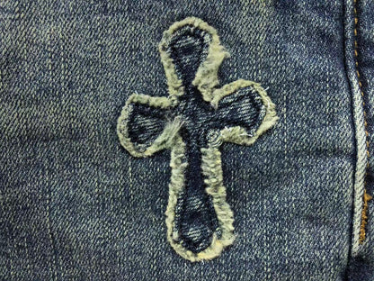 Chrome Hearts Cross Patch Jeans Blue Washed-Drip Store Argentina