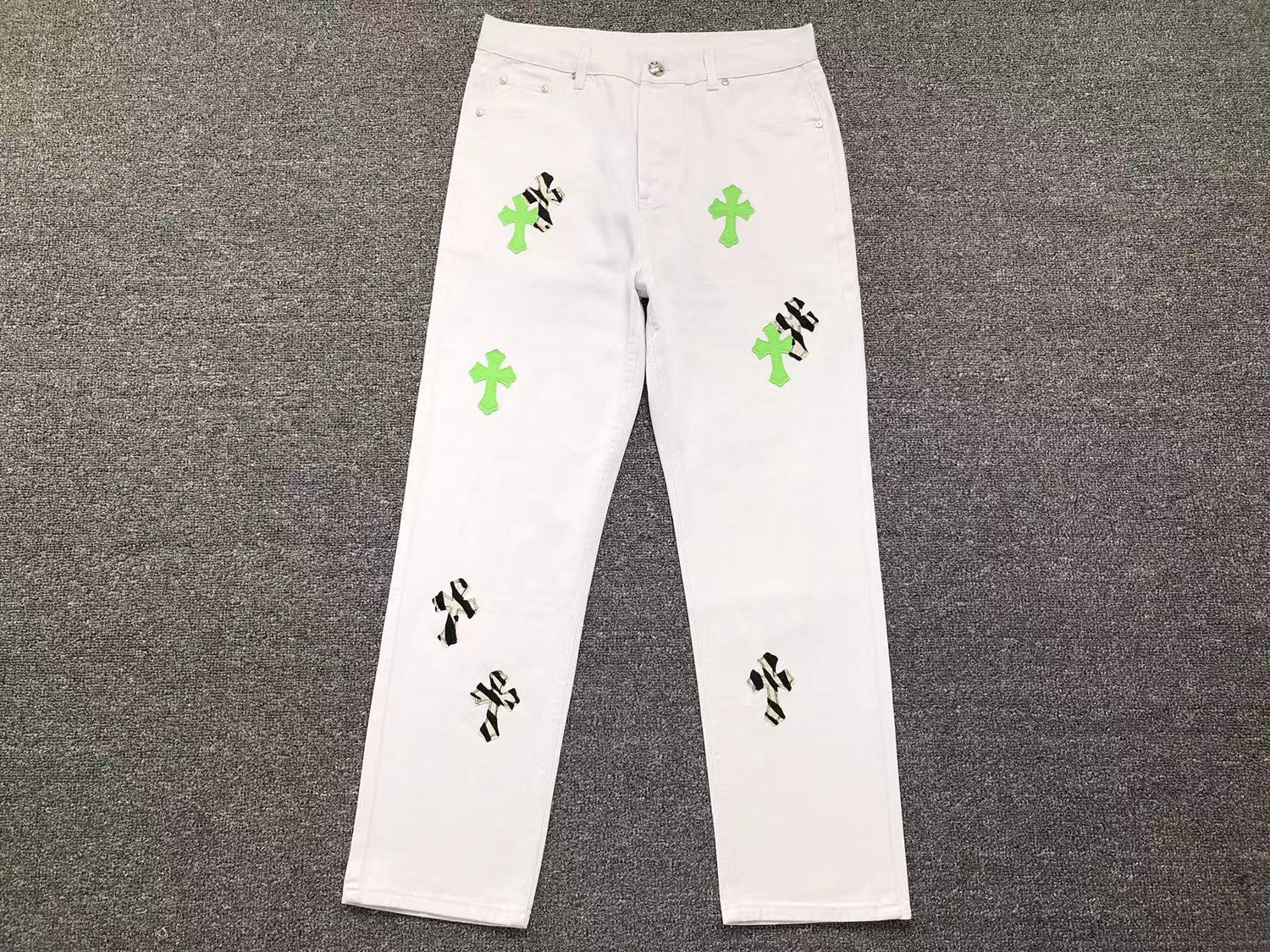 chrome-hearts-zebra-cross-patch-jeans-white-Drip Store Argentina
