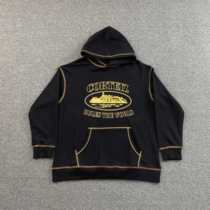 Corteiz Alcatraz Contrast Hoodie Black Yellow