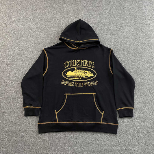 Corteiz Alcatraz Contrast Hoodie Black Yellow