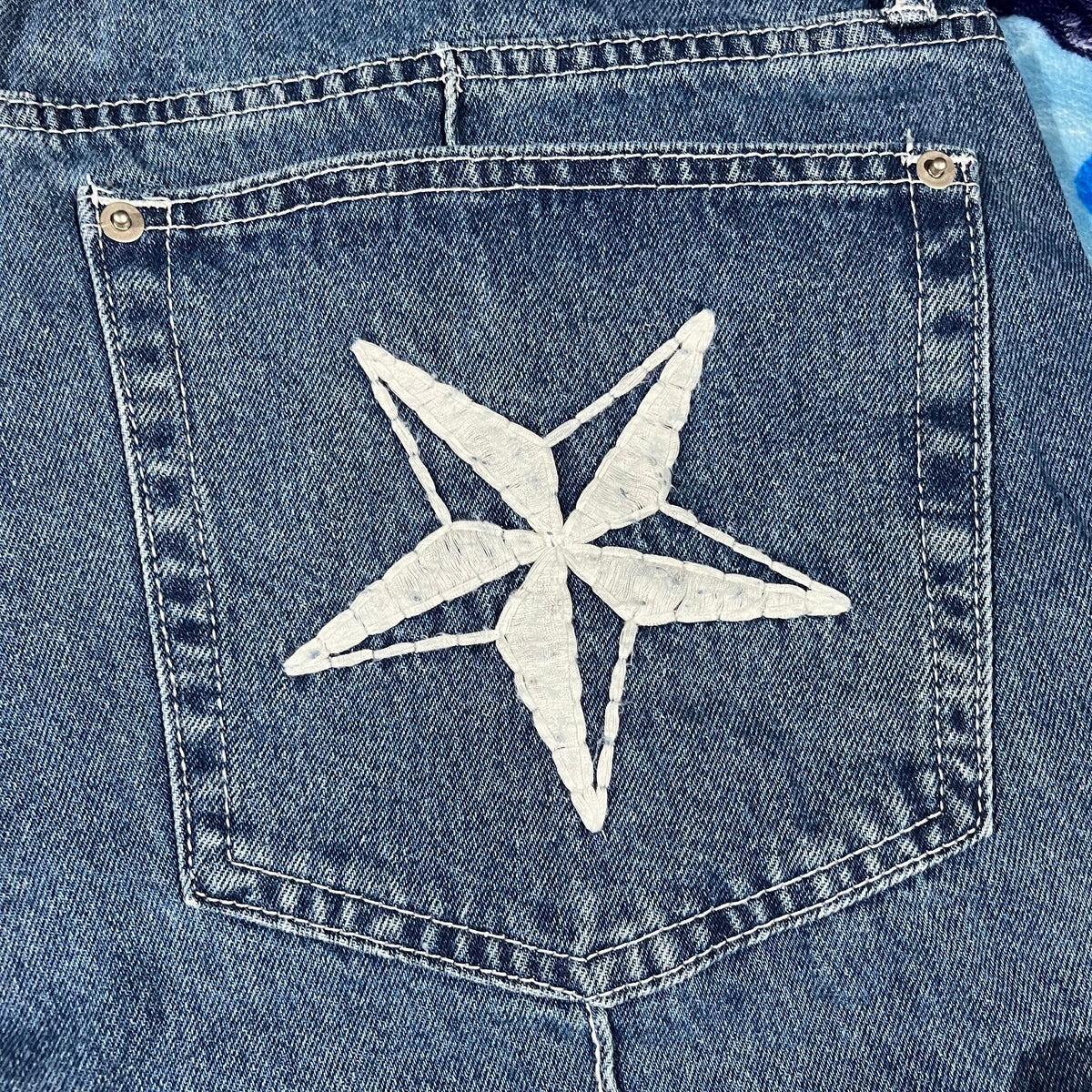 Corteiz C-Star Denim Shorts Blue