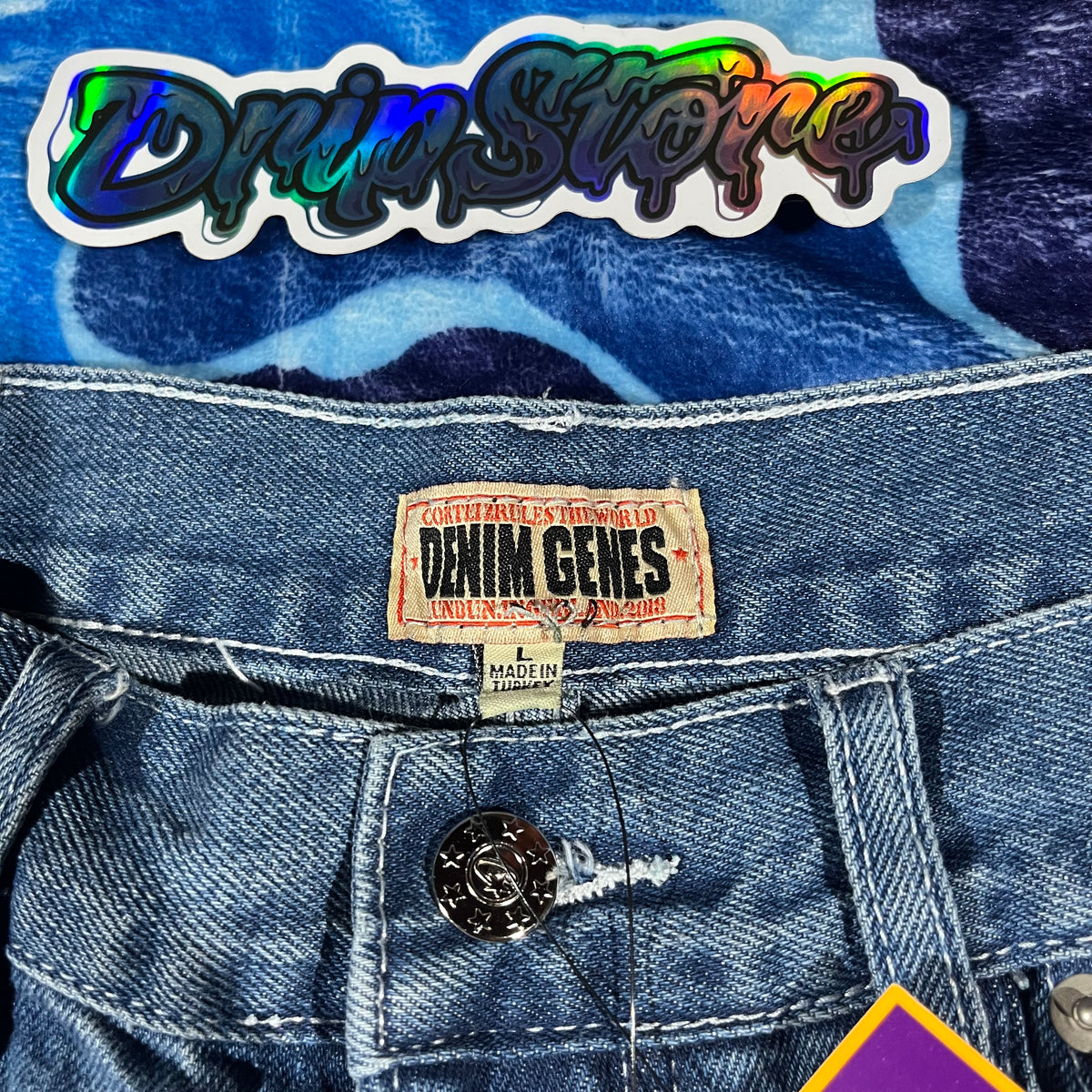Corteiz C-Star Denim Shorts Blue