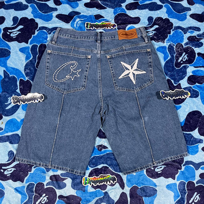 Corteiz C-Star Denim Shorts Blue