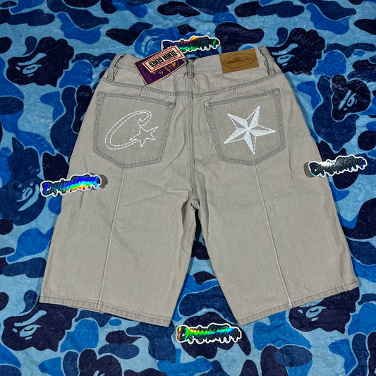 Corteiz C-Star Denim Shorts Grey
