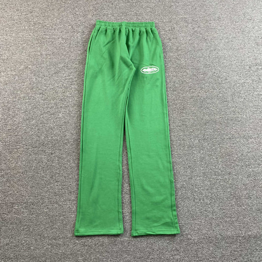 Corteiz Island Puff Print Open Hem Pants Green