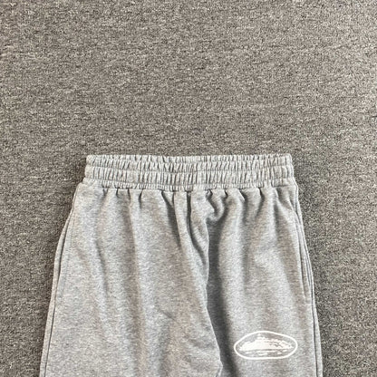 Corteiz Island Puff Print Open Hem Pants Grey