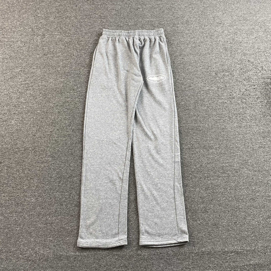 Corteiz Island Puff Print Open Hem Pants Grey