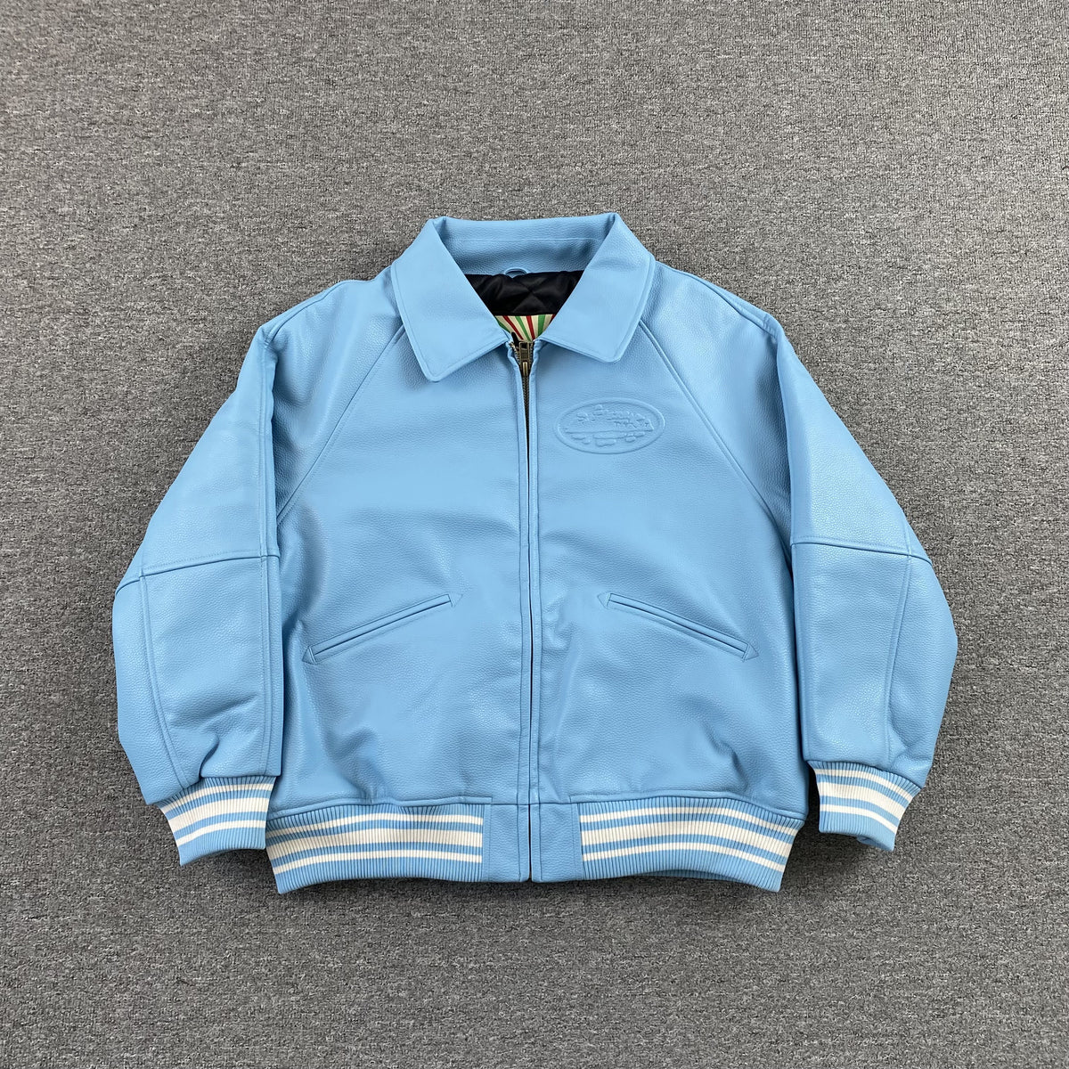 Corteiz-Leather-Jacket-Blue-2-Drip Store Argentina