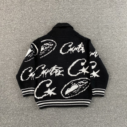 Corteiz VVS Jacquard Knit Zip Black