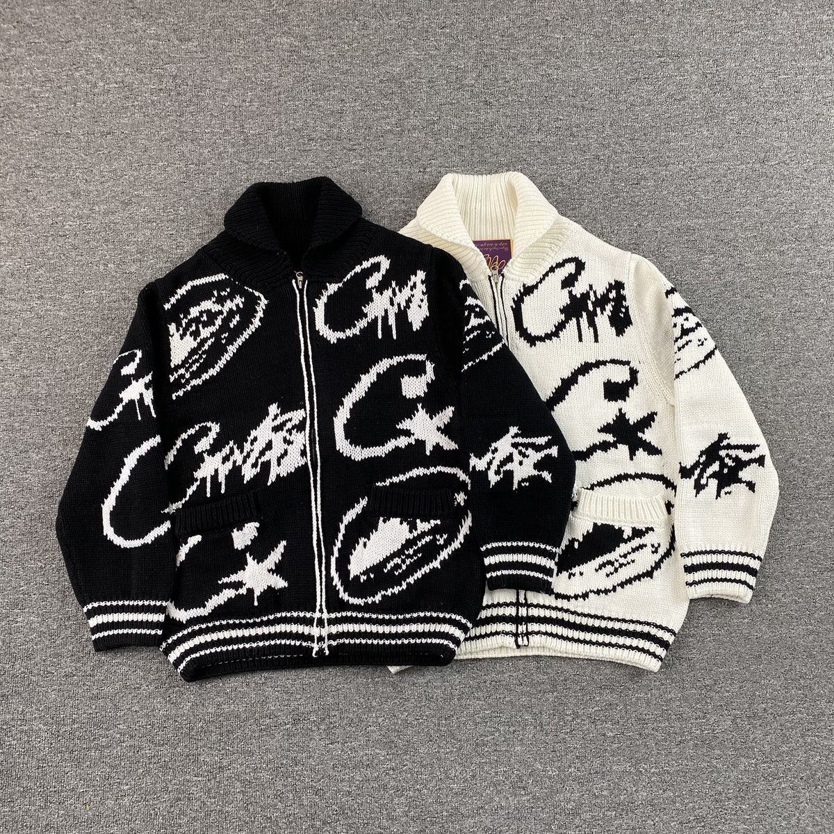 Corteiz VVS Jacquard Knit Zip Black