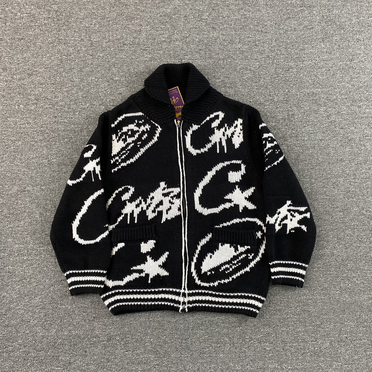 Corteiz VVS Jacquard Knit Zip Black