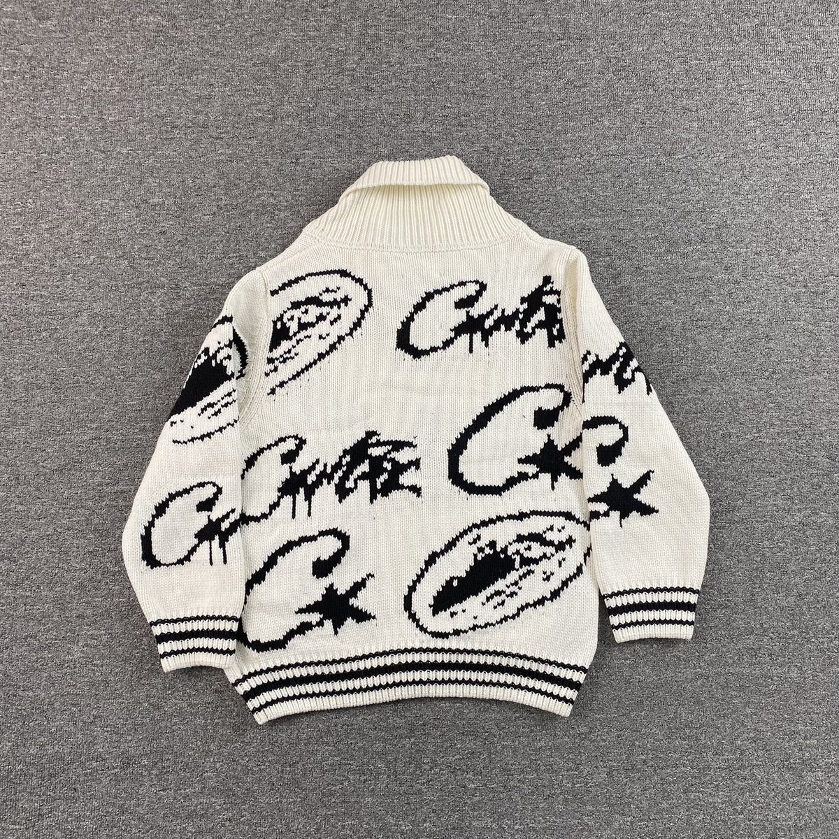 Corteiz VVS Jacquard Knit Zip White