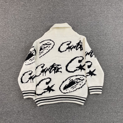 Corteiz VVS Jacquard Knit Zip White