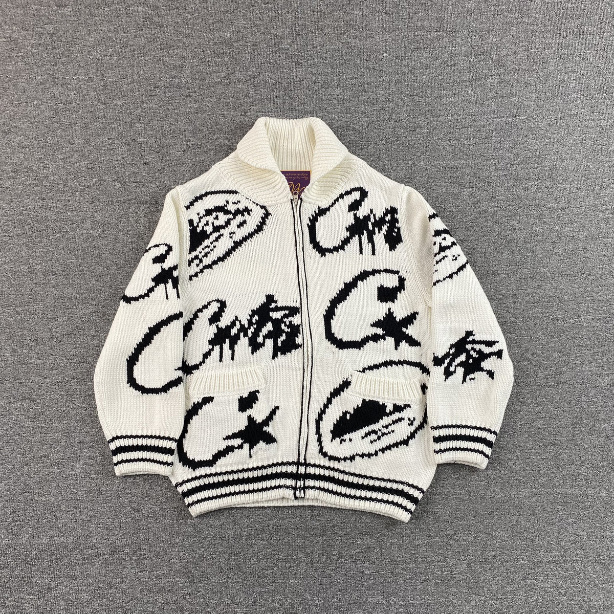 Corteiz VVS Jacquard Knit Zip White