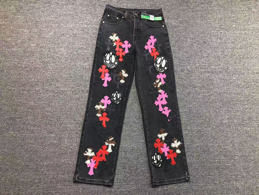 Chrome Hearts Cross Patch Jeans Black