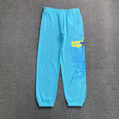 Sp5der Heavy Web Sweatpants Cyan