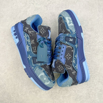 Louis Vuitton Trainer Sneaker Blue Patchwork Monogram Denim