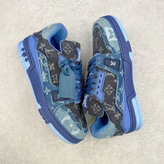 Louis Vuitton Trainer Sneaker Blue Patchwork Monogram Denim