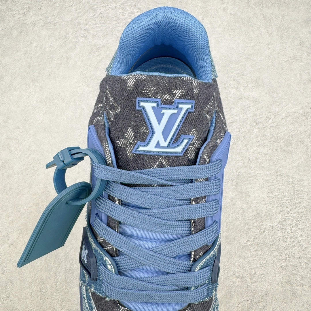 Louis Vuitton Trainer Sneaker Blue Patchwork Monogram Denim